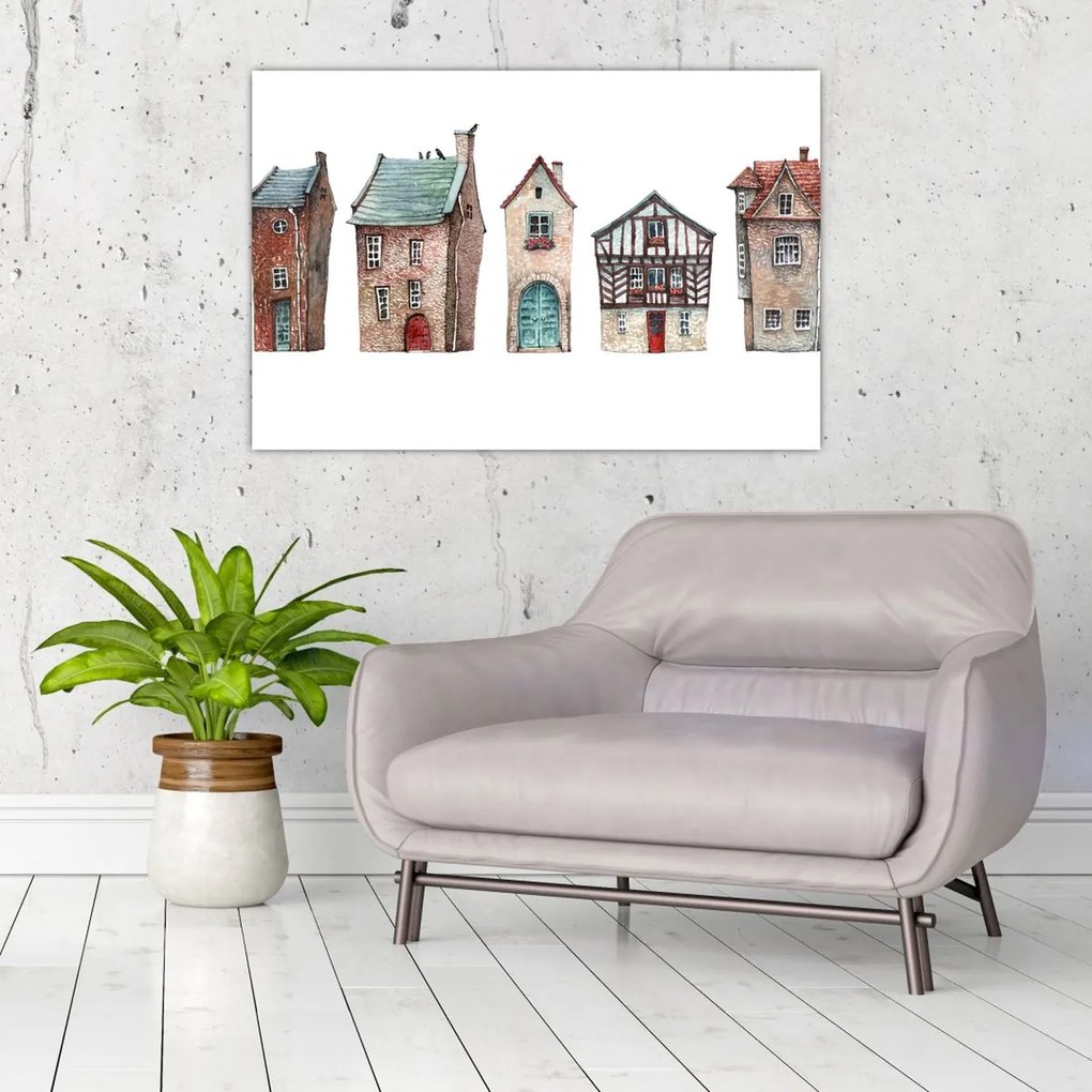 Tablou - Case în acuarelă (90x60 cm)