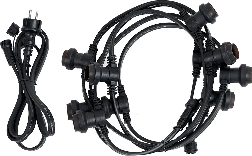 Ghirlandă luminoasă neagră conectabilă cu priză, 6m, 10 lumini E27, IP64 - Lubber