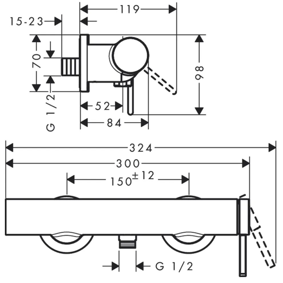 Baterie dus monocomanda culoare crom lucios Hansgrohe Finoris 76620000 Crom lucios