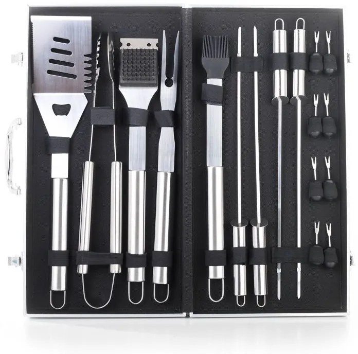 Set de unelte pentru grătar G21, 17 buc, carcasă aluminiu