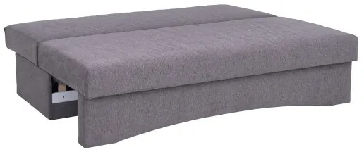 Canapea extensibilă tapițată PAUL, 3 locuri, pentru dormit zilnic, fără cotiere, gri