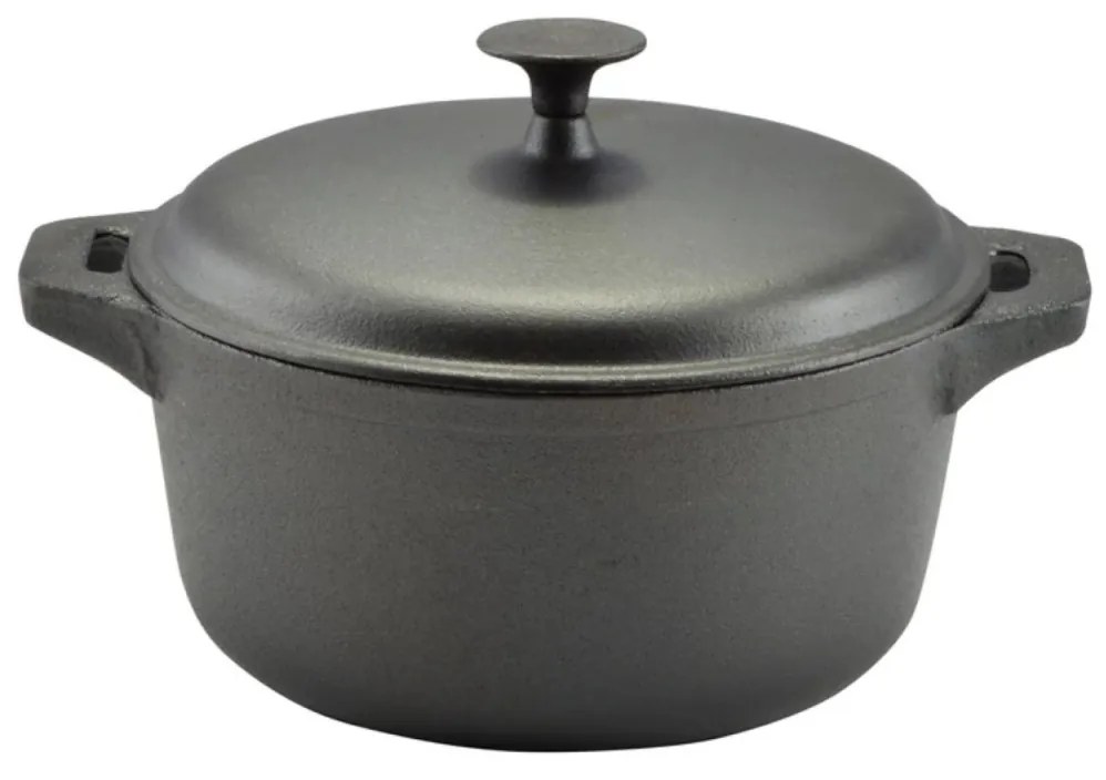 Oală din fontă brută cu capac 32 cm, 8L – Perfect Home 15532, pentru gătit în volum mare și distribuție uniformă a căldurii