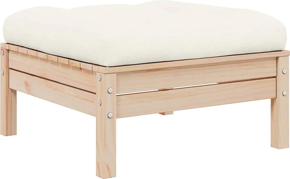 vidaXL Taburet de grădină cu pernă crem, lemn masiv de pin