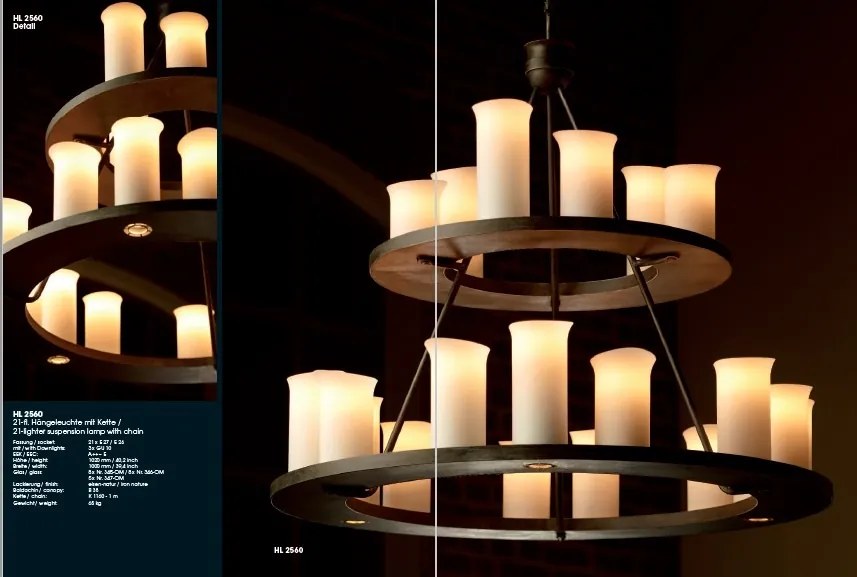 Candelabru masiv din fier forjat cu 21 surse de lumina, HL 2560