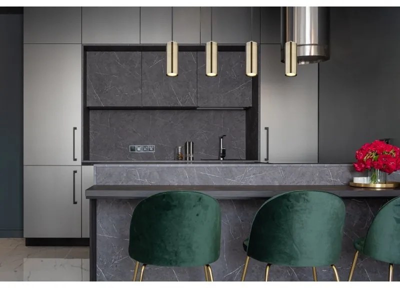Lustra cu 4 pendule design modern ROBBY negru mat, alama mat