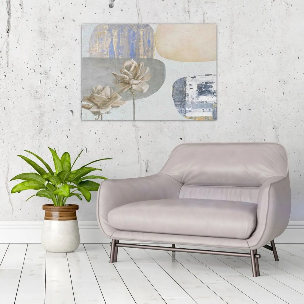 Tablou - Pictură flori și texturi (70x50 cm)