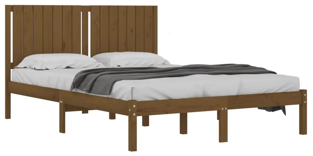 Cadru pat 5FT King Size, maro miere, 150x200 cm, lemn masiv maro miere, 150 x 200 cm