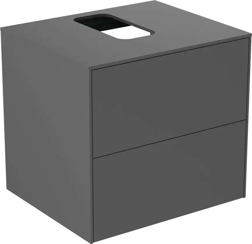 Dulap baza suspendat Ideal Standard Atelier Conca antracit mat 2 sertare si blat cu decupaj central 60 cm