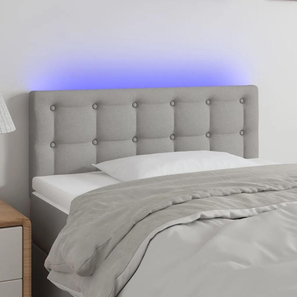3122020 vidaXL Tăblie de pat cu LED, gri deschis, 80x5x78/88 cm, textil