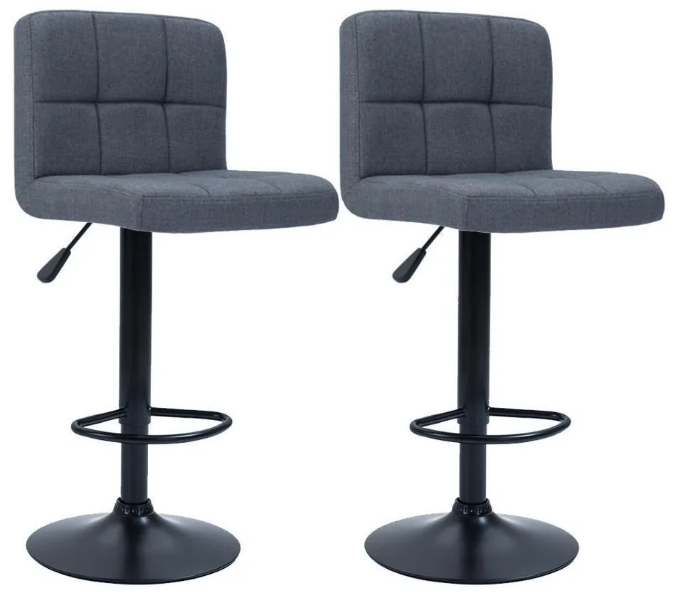 Scaune de bar tapitate 2 buc, gri inchis