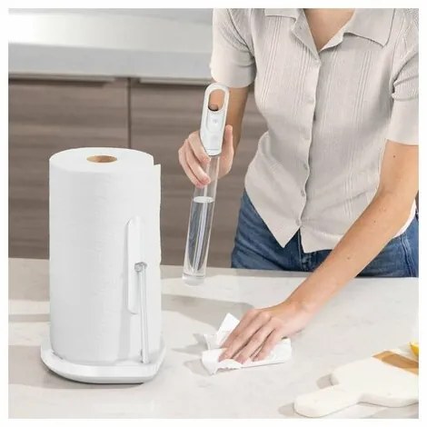 Suport pentru prosoape de hârtie Simplehuman + pompă detergent, oțel alb