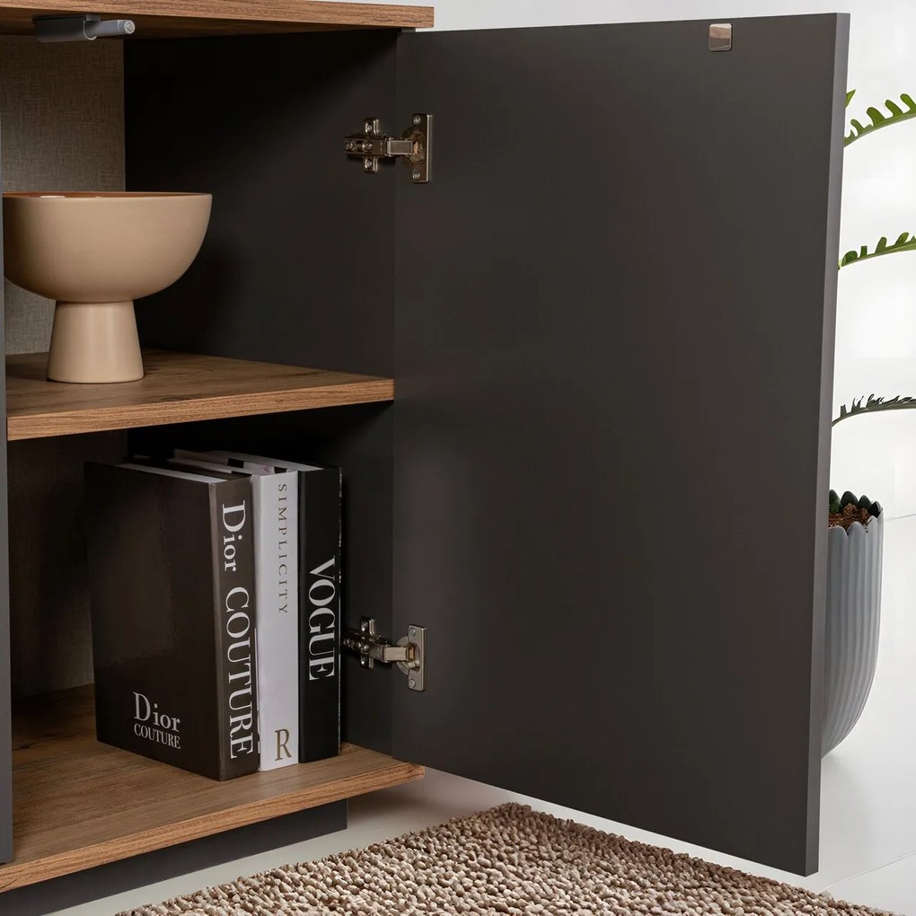 Consola, Hanah Home, Arista, 180x75x44.5 cm, Antracit / Pin Atlantic