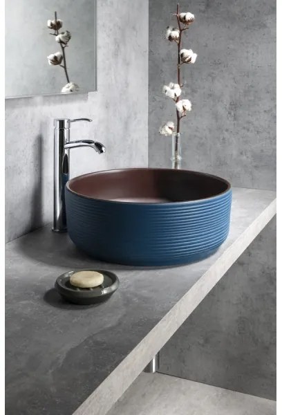 Sapho - Lavoar pentru montaj pe blat PRIORI Ø 41 cm, maro/albastru