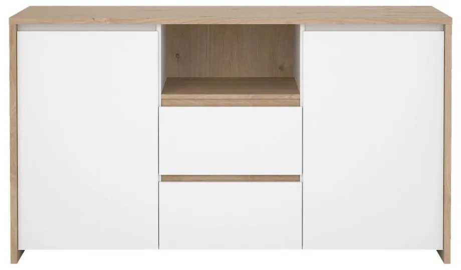 Comodă albă-în culoare naturală cu aspect de lemn de stejar 149x84x48 cm Next – Tvilum