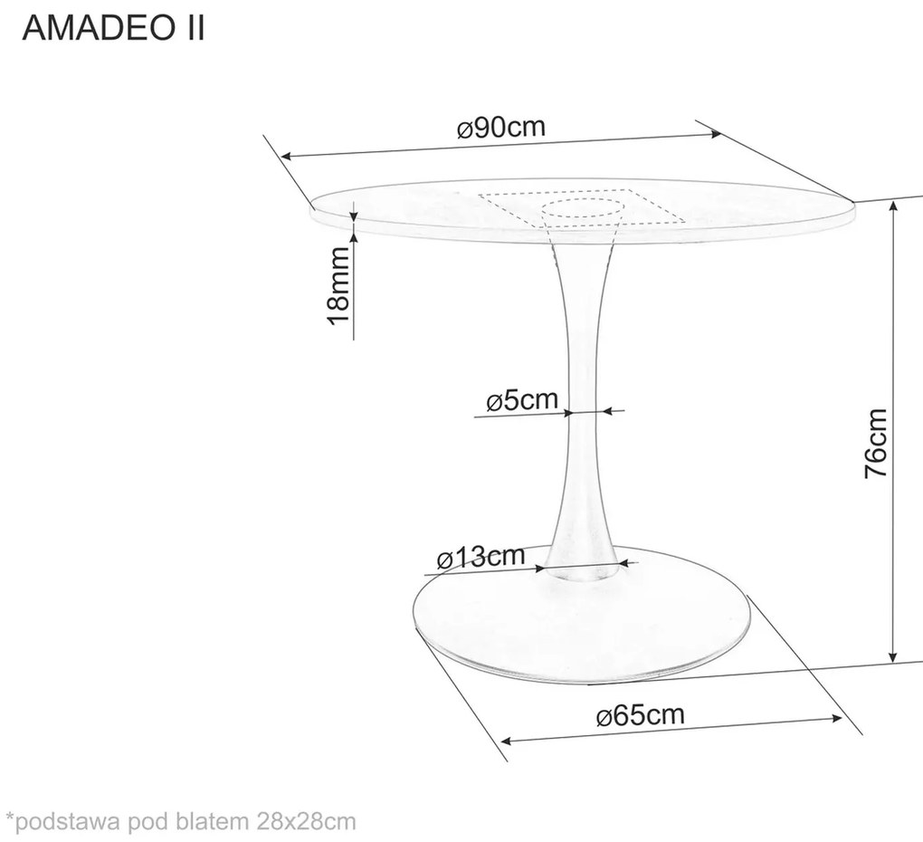 Masa de dining rotunda AMADEO II 90x90 cm, decor stejar