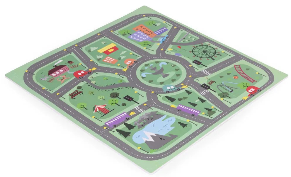 Covor de joacă din spumă EVA pentru copii City 90,5x90,5 cm 21 bucăți