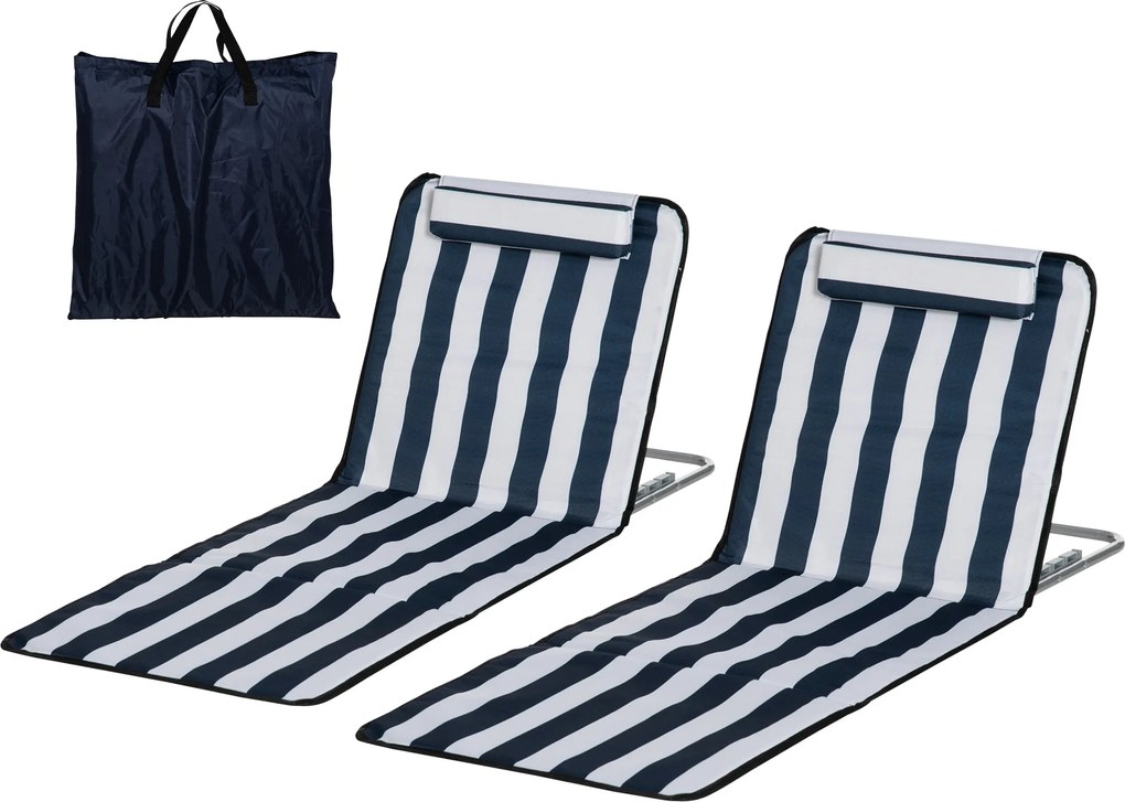 Outsunny Șezlong pliabil cu pernă șezlong de grădină cu spătar reglabil în 5 poziții geantă de transport Albastru | Aosom Romania