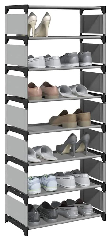 vidaXL Suport pantofi cu 8 niveluri, gri 54x28x124 cm, nețesut