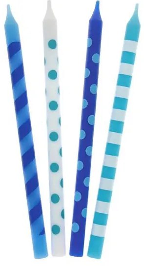Colorat Dots Set de lumânări de tort albastre, 16 bucăți