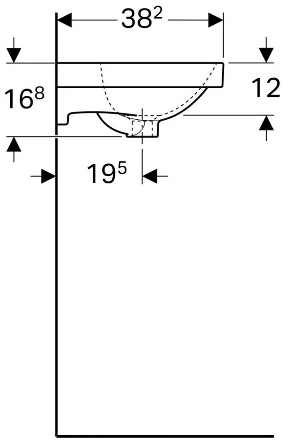 Lavoar baie incastrat alb 45 cm, dreptunghiular, Geberit Acanto