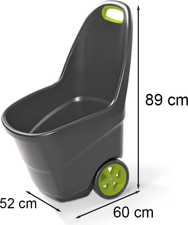 Roabă de grădină Easy Go XL din plastic, 62 l, gri-verde deschis