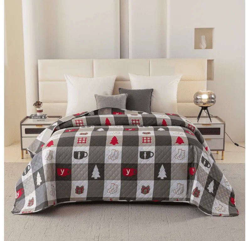 Cuvertura de pat CHRISTMAS SOCKS, verde Dimensiune: 170 x 210 cm