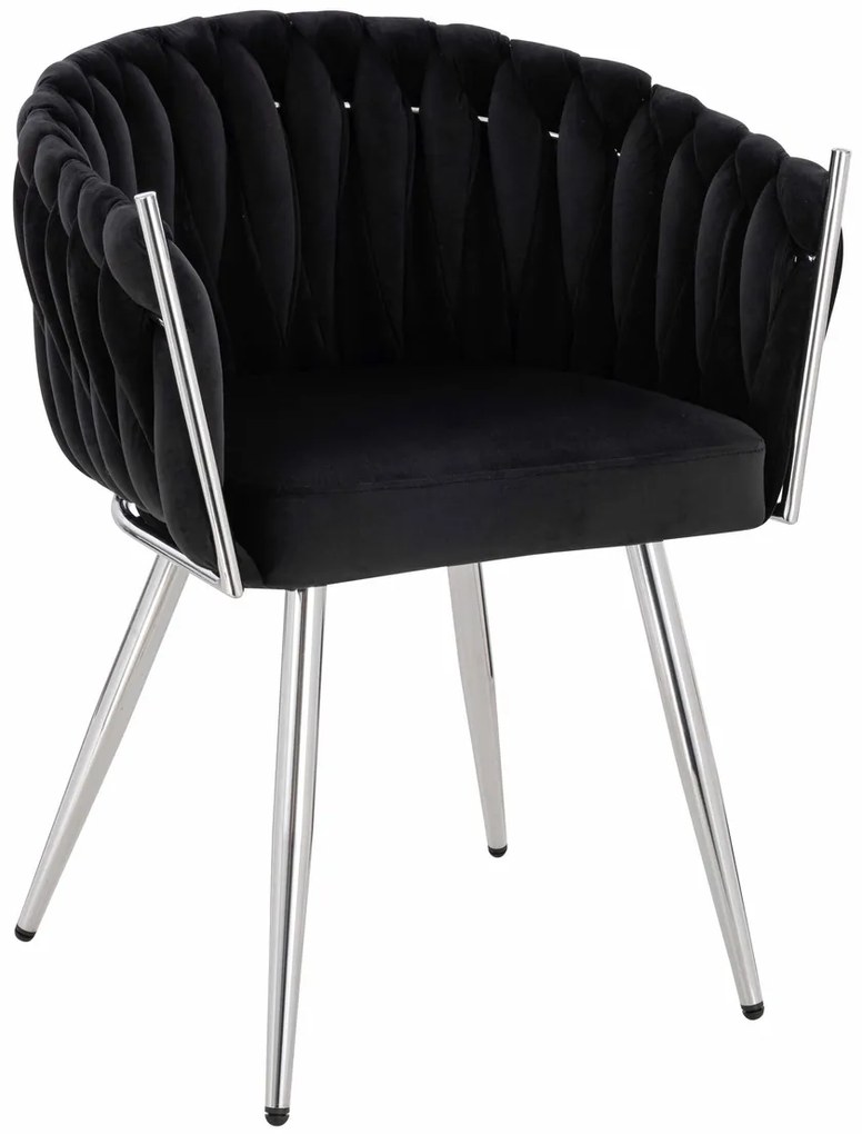 HR750 Scaun cu picioare Cromata Neagră din Catifea