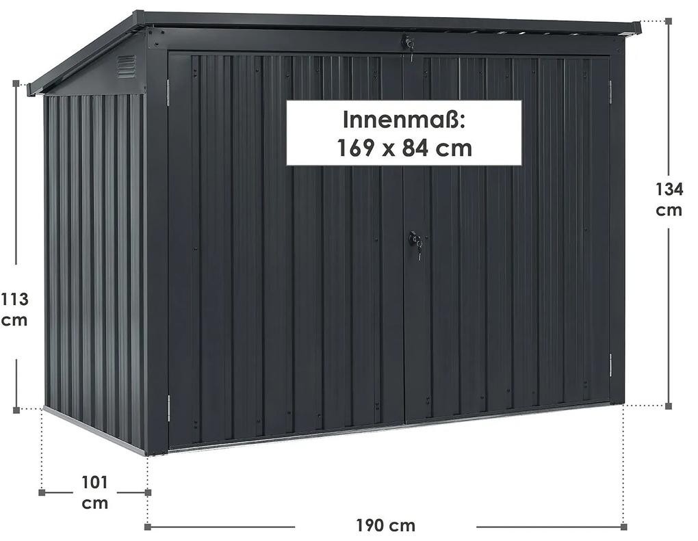 Cutie metalicã Namur pentru cosuri de gunoi de 1,9 m, gri
