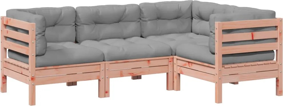 vidaXL Set canapele grădină cu perne, 4 piese, lemn masiv brad douglas