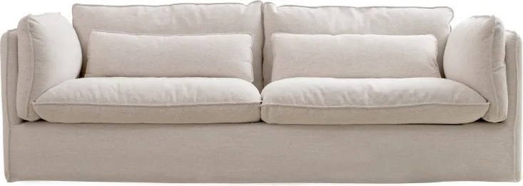 Canapea cu 3 locuri din bumbac, natur, perne din pene, husă detașabilă 90 x 230 x 98 cm, „Sète”
