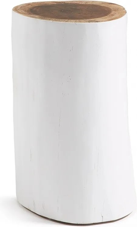 Taburete design rustic din lemn de suar HOMEY alb CC0188M05 JG