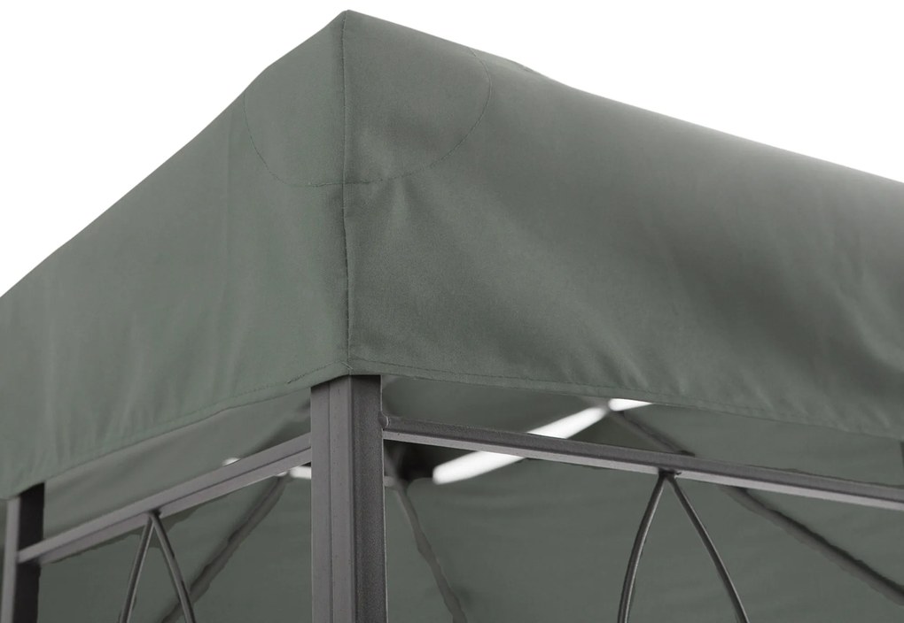 Outsunny Prelata pentru Foisor 4x3 m cu 2 Niveluri, Acoperis pentru Foisor din Poliester Anti UV cu Chingi din Velcro si 10 Orificii de Drenaj, Gri