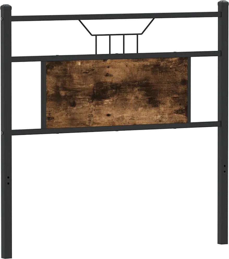 vidaXL Tăblie de pat de schimb, stejar fumuriu, 90 cm, lemn prelucrat și oțel