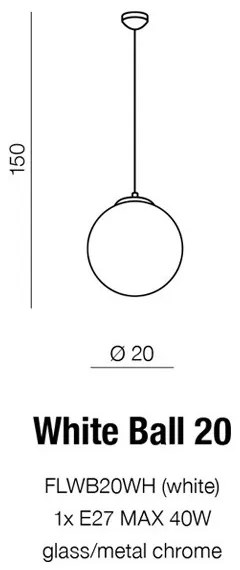 Pendul stil modern 20cm Ball alb