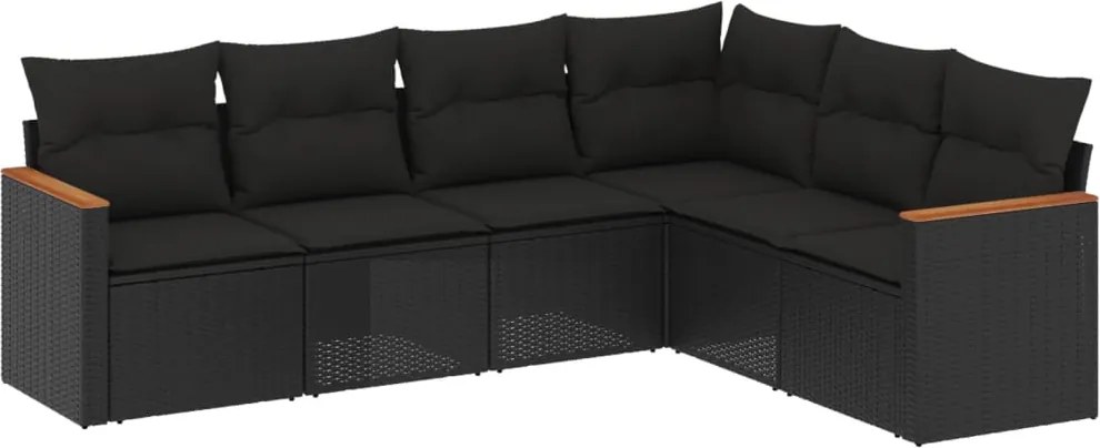 vidaXL Set mobilier de grădină cu perne, 6 piese, negru, poliratan