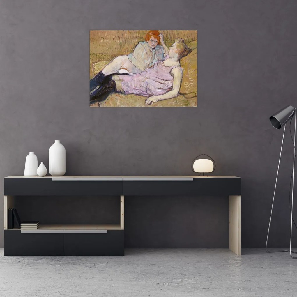 Tablou pe sticlă - Henri de Toulouse-Lautrec, The Sofa, reproducere (70x50 cm)