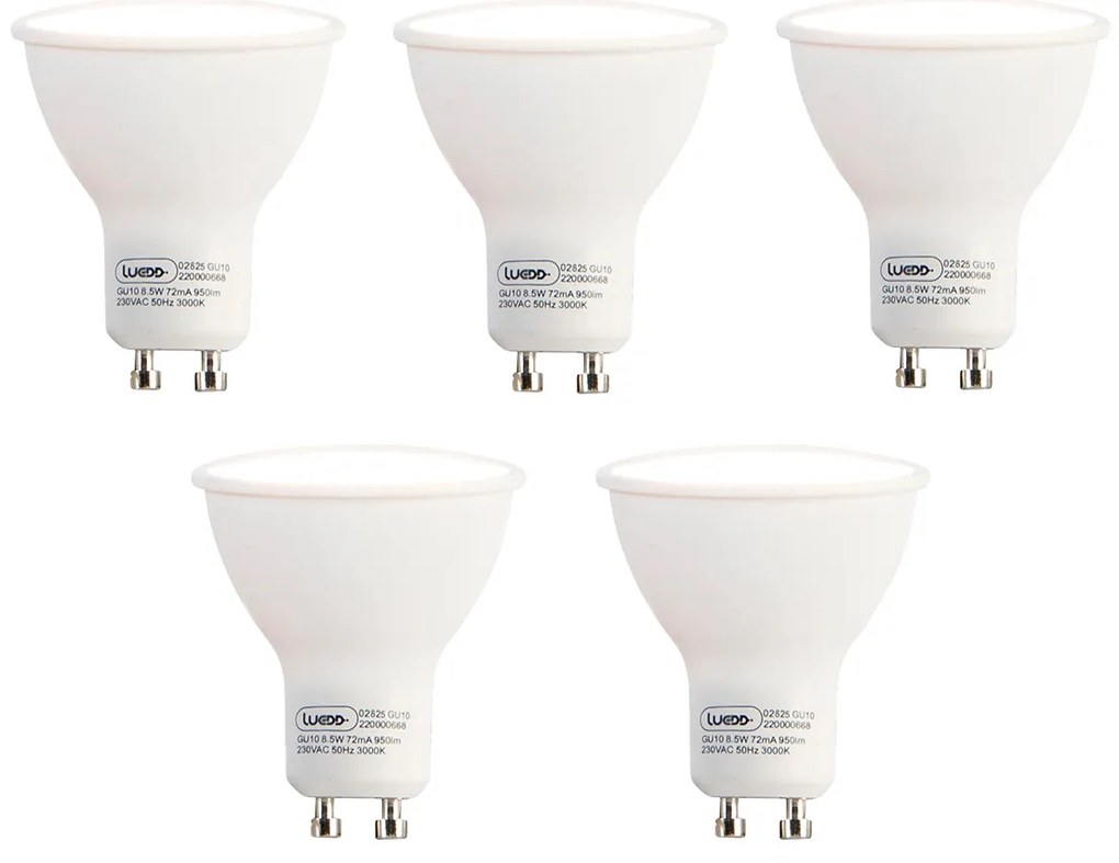 Set de 5 becuri LED GU10 8.5W 950lm 3000K