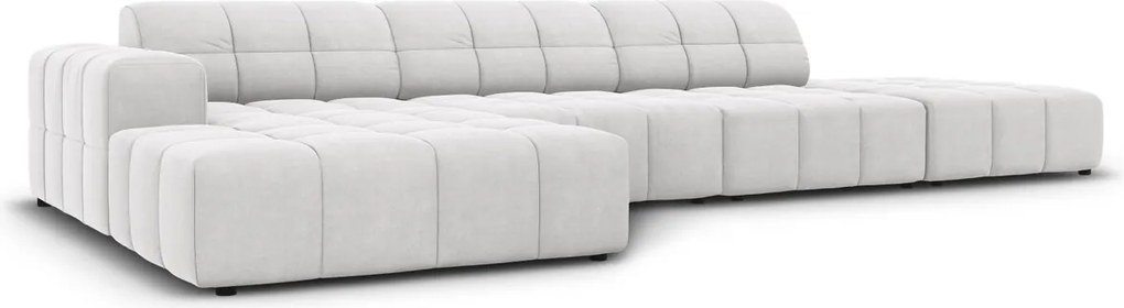 Coltar stanga 5 locuri, Jennifer-51, Micadoni Home, 341x166x70 cm, catifea, argintiu