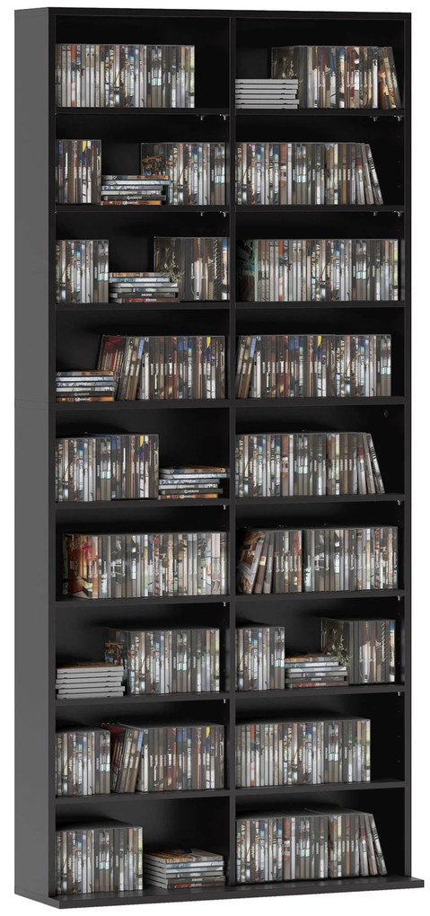 HOMCOM Raft pentru CD-uri cu 14 Rafturi Reglabile pentru 640 CD-uri/360 DVD-uri Negru | Aosom Romania