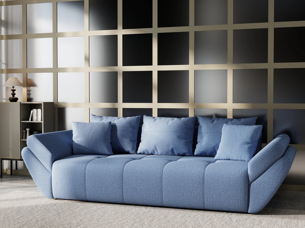 Canapea extensibilă dumonde cu ladă de depozitare si sezut confortabil din spuma high-density, Berlin Enjoy Blue 250x100 cm