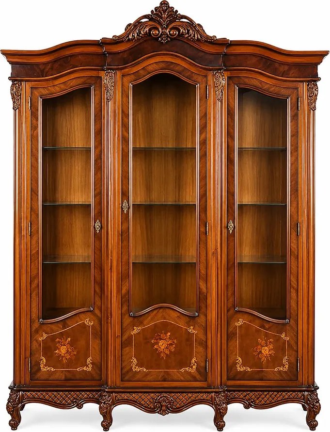 Vitrină lemn masiv 3 Uși Edward, 177,6 × 56 × 230 cm - Standard