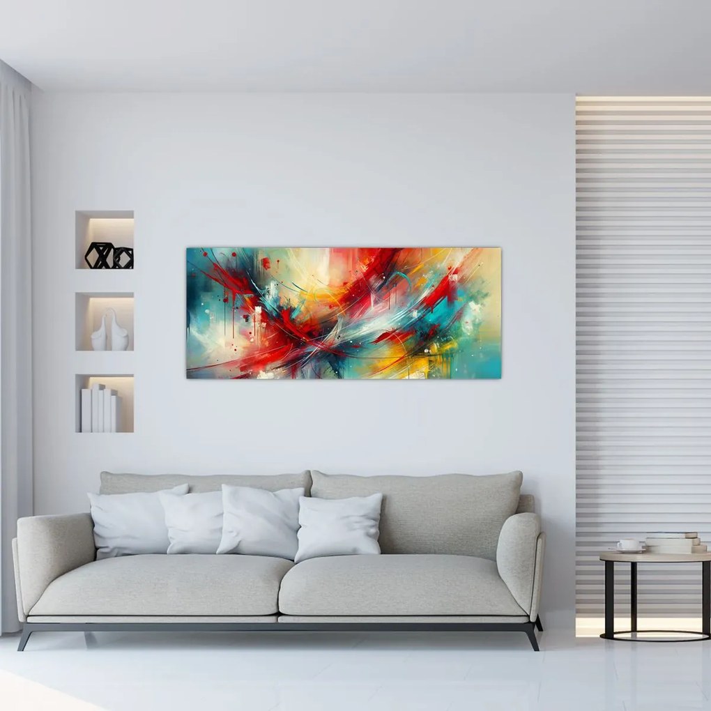 Tablou – Abstracție cu roșu (120x50 cm)