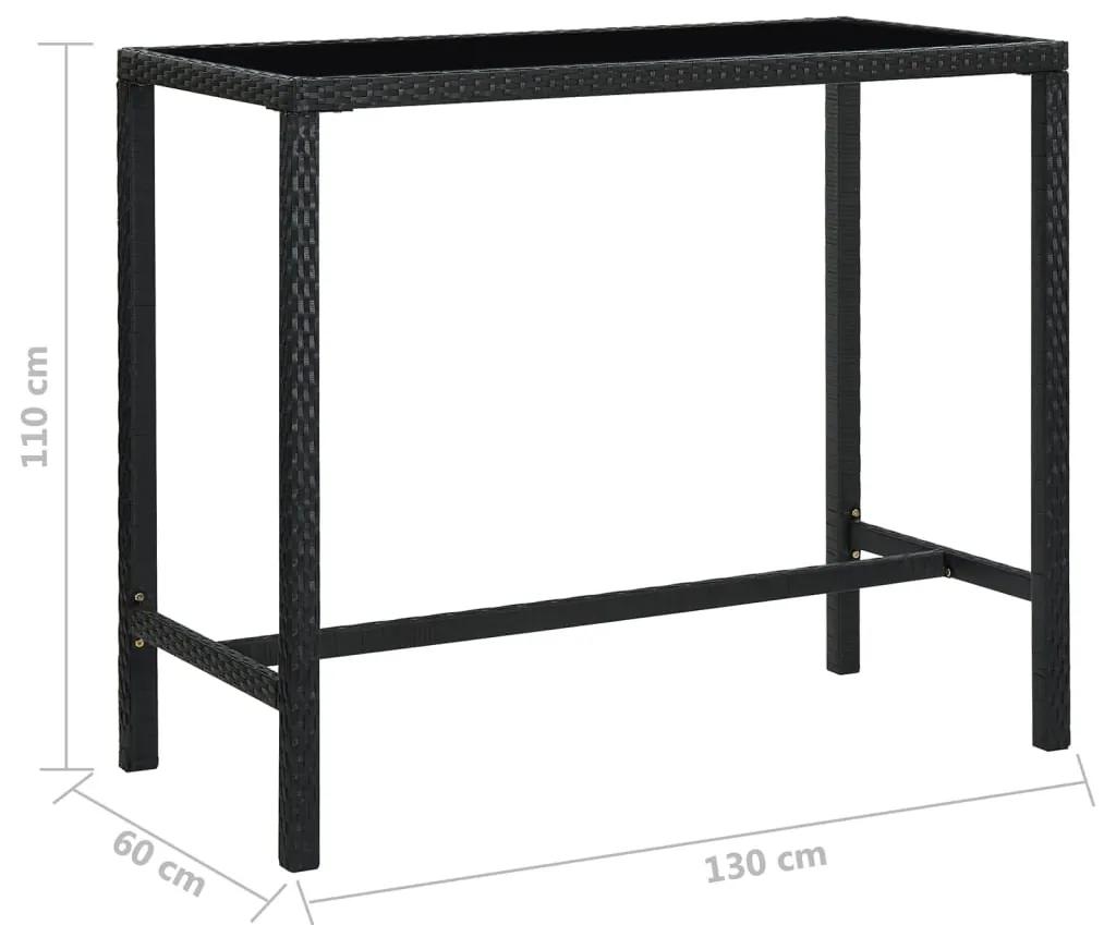 Set mobilier bar de gradina cu perne, 7 piese, negru, poliratan Negru, 130 x 60 x 110 cm, 7