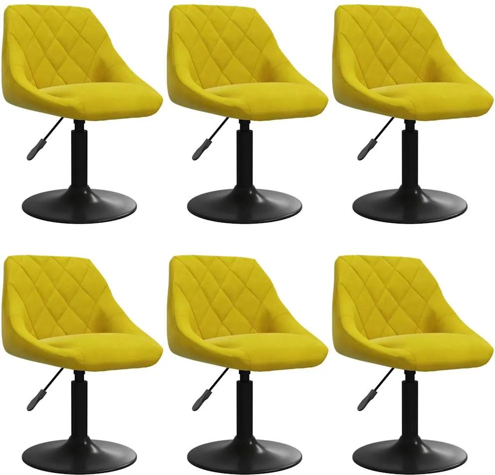 vidaXL Scaune de bucătărie, 6 buc., galben muștar, catifea