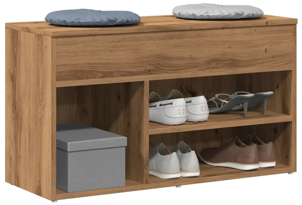 vidaXL Banchetă pantofar stejar artizanal 80x30x45 cm, lemn prelucrat