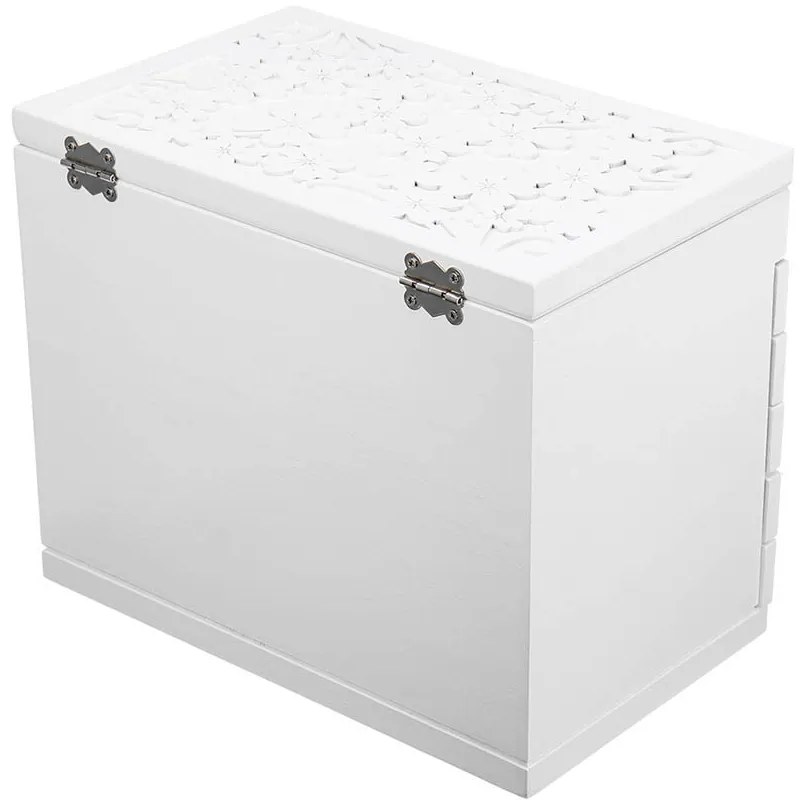 Cutie de bijuterii cu 6 compartimente, alb