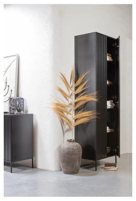 Șifonier negru din lemn de pin 60x210x42 cm Gravure – WOOOD