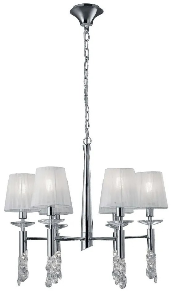 Candelabru elegant cu 6 brate Tiffany crom/ abajur alb
