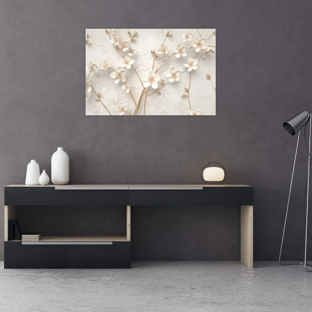 Tablou - floare aurie - abstractă (90x60 cm)