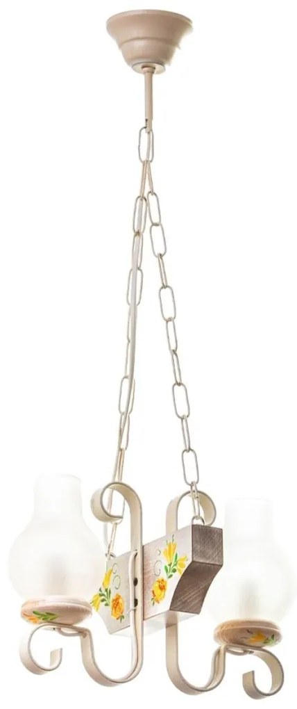 Candelabru rustic fabricat manual din lemn pictat 2 brate Vela